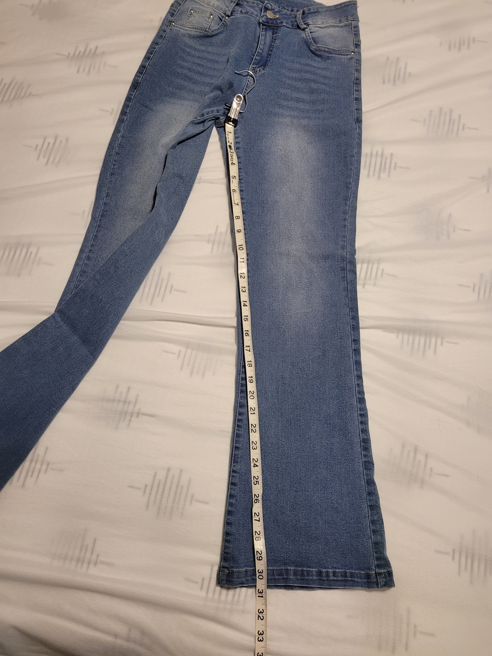 High-Rise Flare Jeans in Medium Blue - Women's - Picture 4 of 5
